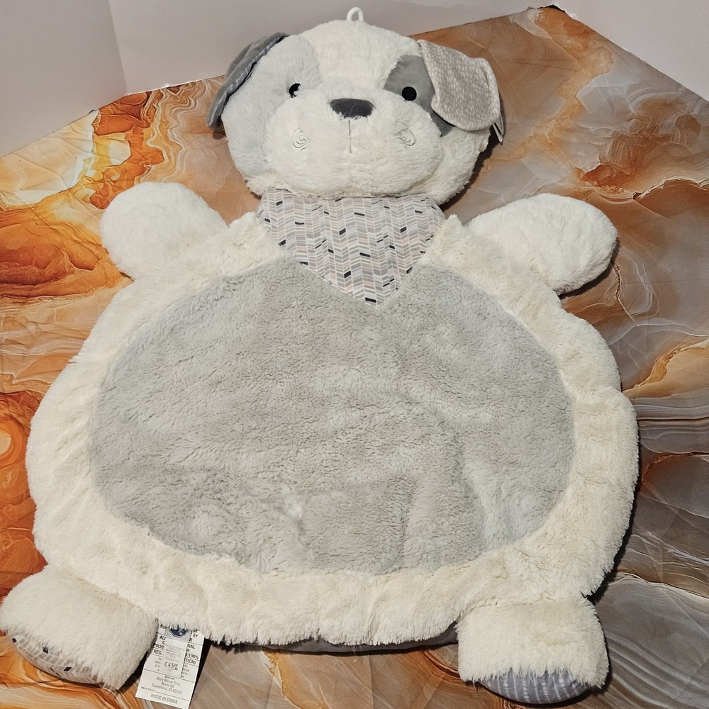 Mary Meyer Decco Pup Dog Baby Play Mat Activity Plush NWT Gray
